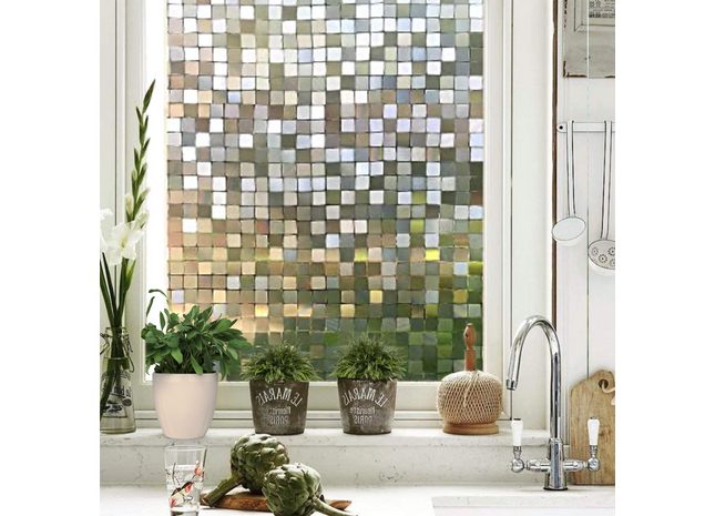 Isolierende und sonnenbeständige statische Fensterfolie HR++ - Blendschutz - Mosaik