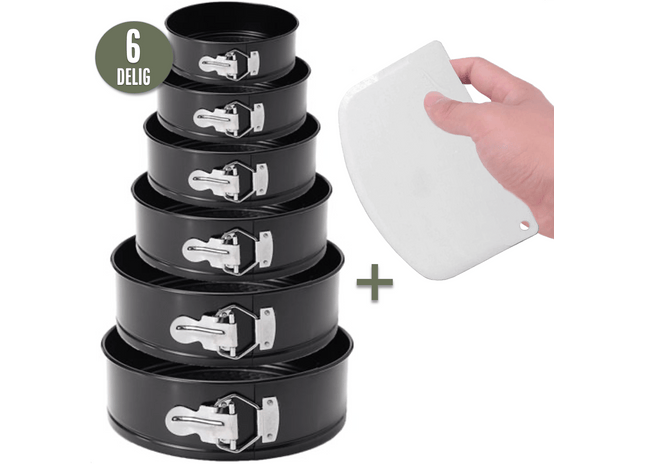 6-teiliges Springform-Set – Kuchenform mit Antihaftbeschichtung – Durchmesser 12 bis 28 cm – Kuchenform inkl. Teigschaber & E-Book