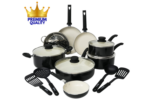 COOCK – 19-teiliges Pfannenset – Schwarz/Weiß