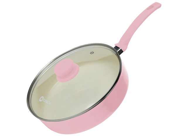 Induktionsgeeigneter Topf – 3100 ml – Spezielle Antihaftbeschichtung – Ergonomische Griffe – Recyceltes Aluminium – Rosa