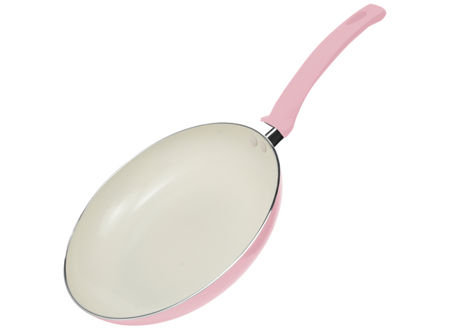 Induktionsbratpfanne – 1500 ml – Spezielle Antihaftbeschichtung – Bratpfannen mit ergonomischen, kalten Griffen – Recyceltes Aluminium – Rosa