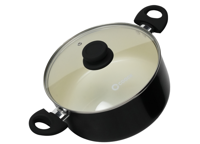 5000-ml-Kochtopf – Spezielle Antihaftbeschichtung – Ergonomische Griffe – Recyceltes Aluminium – Schwarz/Weiß