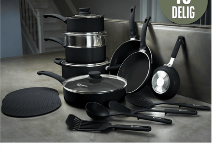 COOCK – 19-teiliges Pfannenset – Schwarz