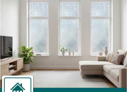 Isolierende und sonnenbeständige statische Fensterfolie HR++ – Blendschutz – Mosaik-Regenbogeneffekt – 60 x 200 cm 