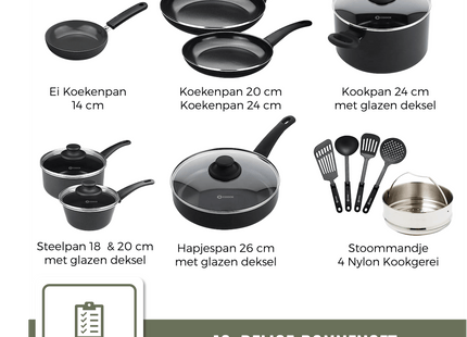 COOCK – 19-teiliges Pfannenset – Schwarz