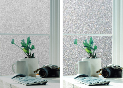 Isolierende und sonnenbeständige statische Fensterfolie HR++ – Blendschutz – Glitzer 