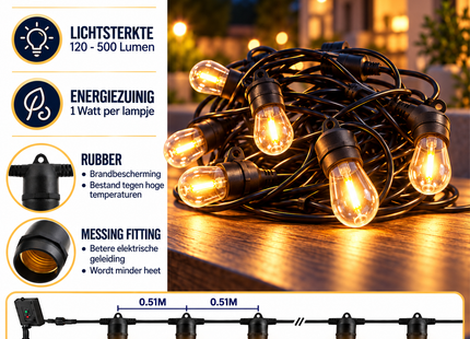 Einfache E27-Lichterkette – 15 Meter 