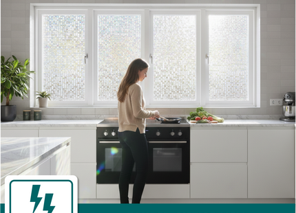 Isolierende und sonnenbeständige statische Fensterfolie HR++ – Blendschutz – Mosaik-Regenbogeneffekt – 60 x 200 cm 