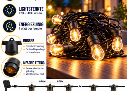 Einfache E27-Lichterkette – 15 Meter 