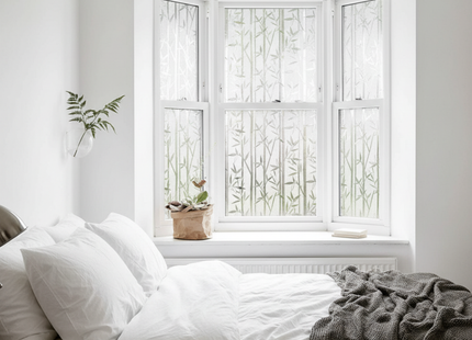 Isolierende und sonnenbeständige statische Fensterfolie HR++ – Blendschutz – Bambus 