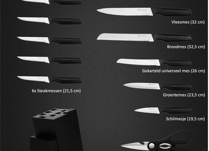 Stilvolles Messerset mit Block und kostenlosem Schneidebrett – Edelstahl/Rohling