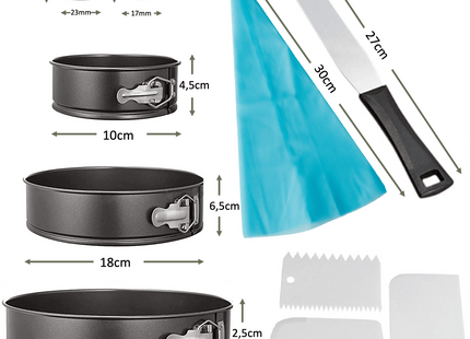 16-teiliges Set runder Springformen