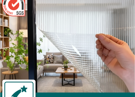 Isolierende und sonnenbeständige statische Fensterfolie HR++ - Blendschutz - Lamellen 
