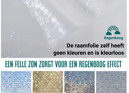 Isolierende und sonnenbeständige statische Fensterfolie HR++ – Blendschutz – Mosaik-Regenbogeneffekt – 60 x 200 cm 