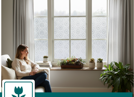Isolierende und sonnenbeständige statische Fensterfolie HR++ – Blendschutz – Rand 