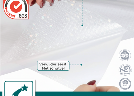 Isolierende und sonnenbeständige statische Fensterfolie HR++ – Blendschutz – Mosaik-Regenbogeneffekt – 60 x 200 cm 