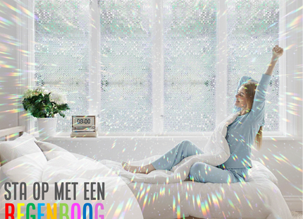 Isolierende und sonnenbeständige statische Fensterfolie HR++ – Blendschutz – Mosaik-Regenbogeneffekt – 60 x 200 cm 