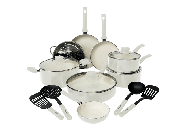 COOCK – 19-teiliges Pfannenset – Weiß