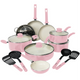 COOCK – 19-teiliges Pfannenset – Rosa/Weiß