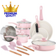 COOCK – 19-teiliges Pfannenset – Rosa/Weiß