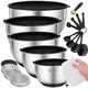 16-Piece Mixing Bowl Set with Grater and Storage Lids - Black