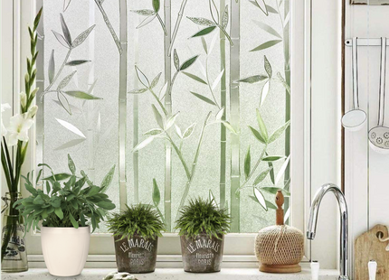 Isolierende und sonnenbeständige statische Fensterfolie HR++ – Blendschutz – Bambus 