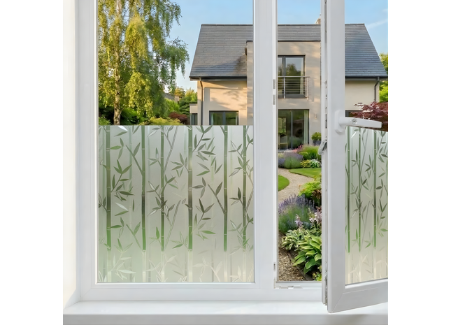 Isolierende und sonnenbeständige statische Fensterfolie HR++ – Blendschutz – Bambus 