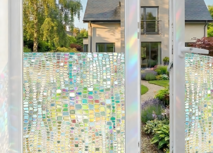 Isolierende und sonnenbeständige statische Fensterfolie HR++ – Blendschutz – Schimmernder Regenbogeneffekt 
