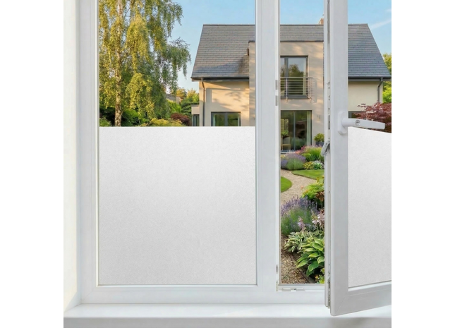 Isolierende und sonnenbeständige statische Fensterfolie – Blendschutz – Milchglas 