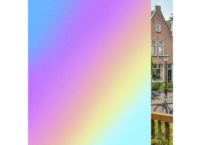 Isolierende und sonnenbeständige statische Fensterfolie HR++ mit Blendschutz – Mattglas mit holografischem Blaseneffekt 