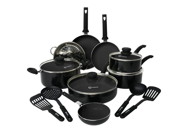 COOCK – 19-teiliges Pfannenset – Schwarz