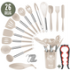 26-teiliges XL-Küchenutensilien-Set mit Halter – Beige