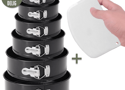 6-teiliges Springform-Set – Kuchenform mit Antihaftbeschichtung – Durchmesser 12 bis 28 cm – Kuchenform inkl. Teigschaber & E-Book