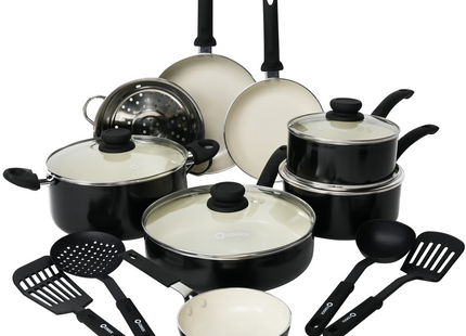 COOCK – 19-teiliges Pfannenset – Schwarz/Weiß