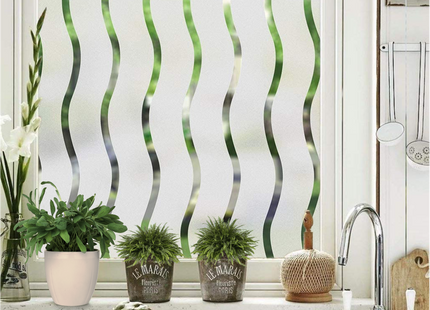 Isolierende und sonnenbeständige statische Fensterfolie HR++ - Blendschutz - Wellen 