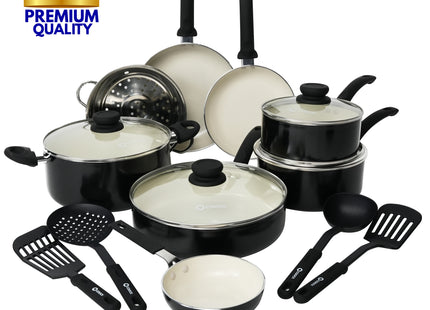 COOCK – 19-teiliges Pfannenset – Schwarz/Weiß