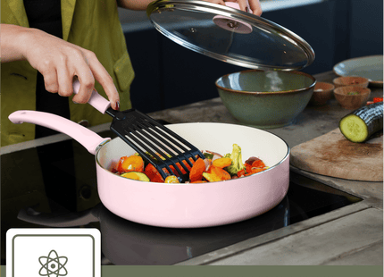 COOCK – 19-teiliges Pfannenset – Rosa/Weiß