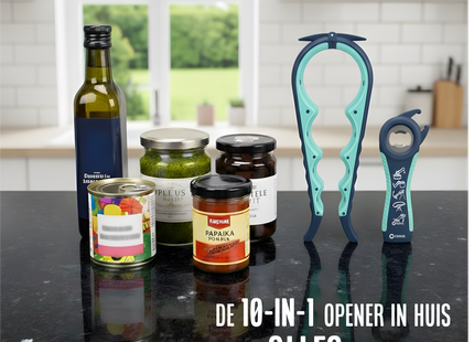Allzwecköffner – Multifunktionsöffner – 7-in-1-Glasöffner – Küchenhelfer – Flaschenöffner – XL-Hilfe für Senioren – Blau