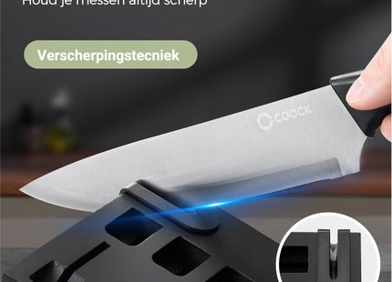 Stilvolles Messerset mit Block und kostenlosem Schneidebrett – Edelstahl/Rohling