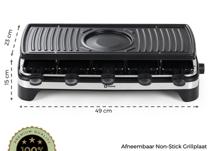 Coock KB-8019 Gourmetstel & Raclette - 10 Personen - XXL Bakplaat