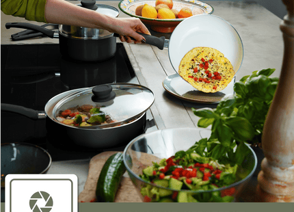 COOCK – 19-teiliges Pfannenset – Schwarz/Weiß