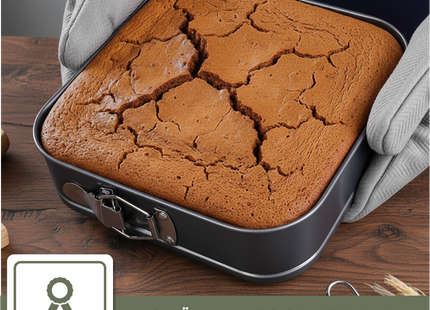 3-teiliges Springform-Set, quadratisch mit Antihaftbeschichtung – 24 bis 28 cm Durchmesser – Kuchenform inkl. Teigschaber und E-Book
