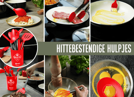 26-teiliges XL-Küchenutensilien-Set mit Halter – Rot