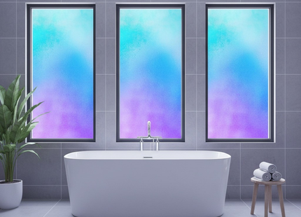 Isolierende und sonnenbeständige statische Fensterfolie HR++ mit Blendschutz – Mattglas mit holografischem Blaseneffekt 