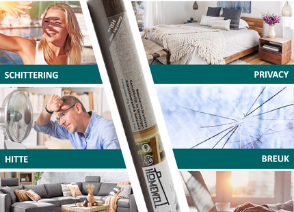 Isolierende und sonnenbeständige statische Fensterfolie HR++ – Blendschutz – Leinenoptik – Kaffee 