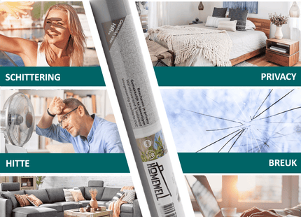 Isolierende und sonnenbeständige statische Fensterfolie HR++ – Blendschutz – Leinenoptik – Grau 
