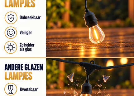 Klassische Lichterkette mit E27-Fassung – 15 Meter 