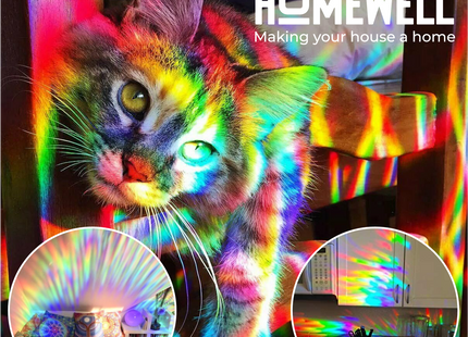 Isolierende und sonnenbeständige statische Fensterfolie HR++ – Blendschutz – Mosaik-Regenbogeneffekt – 60 x 200 cm 