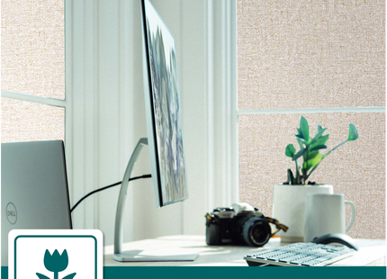 Isolierende und sonnenbeständige statische Fensterfolie HR++ – Blendschutz – Leinenoptik – Kaffee 