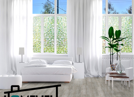 Isolierende und sonnenbeständige statische Fensterfolie HR++ - Blendschutz - Kieselstruktur 